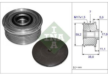 Alternatör Kasnağı  INA 535 0087 10  2C1T10300 2C1T 10300 1498518 2C1T10300BA 2C1T-10300-BA 4461712 R2C1T10300BA R2 C1 T1030 0BA 23100LE00A 23100-LE00A 23100VW211 23100-VW211 23100VW21A 23100-VW21A 23100WM40A 23100-WM40A 23100WM40B 23100-WM40B 23150VW211 23150-VW211 23150VW21A 23150-VW21A