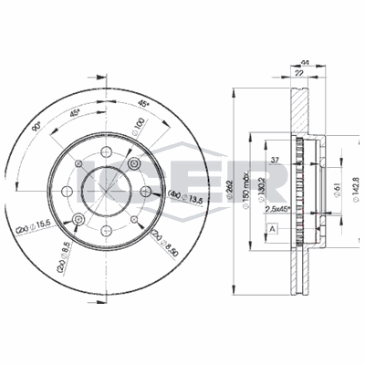 Fren Disk Ayna Ön Sağ ve Sol Renault Laguna (B56)(04.1994->)  SWAPP 43233
