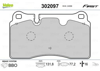 Fren Disk Balata Ön VALEO 302097  7L6698151E 8J0698151D 8J0698151E 8J0698151G 8J0698151H 8J0698151K 8J0698151L 8J0698151M 7L6698151G 7L6698151J 7P6698151C 7P6698151F JZW698151T