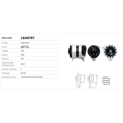 Alternatör  LUCAS ELEKTRIK LEA0757