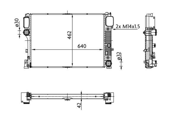 Su Radyatörü  Mercedes S -Serisi Sedan (BM 221)(06.2005->)  MAHLE CR 38 000S