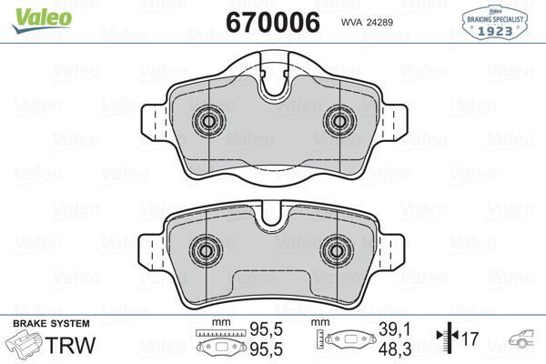 Fren Disk Balata Arka MINI Cabrio (R57)(2008->)  VALEO 670006