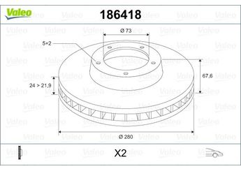 Fren Disk Ayna Ön Sağ ve Sol VALEO 186418  13005010080 4246L3 4246-L3 4246L4 4246-L4 4246Y1 4246-Y1 4249H8 4249-H8 1300501080 46806233 51848618 71738905 4246L2 4246-L2 4246X9 4246-X9