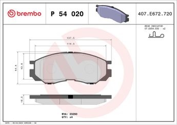 Fren Disk Balata Ön BREMBO P 54 020  MN102609 8J1Y0014X 8J1Y0091X 8J1Y0191X A3501051 A3501052 A3501053 A3501080 DBP511119 MN102616 MR205256 MR205257 MR389547 MR389550 MR510680 MZ690016 MZ690036 MZ690338 X3511009 AY040MT008