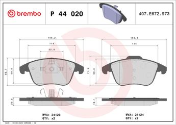 Fren Disk Balata Ön BREMBO P 44 020  P44020 P 44 020 LR027309 LR134693 10138340 10767908