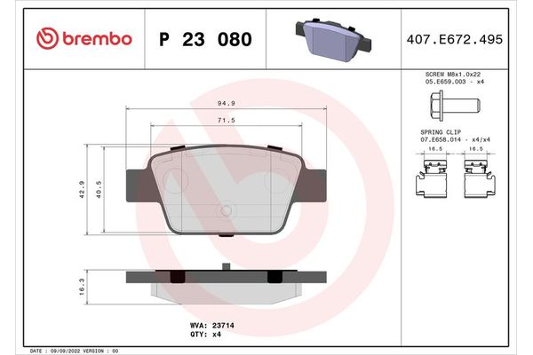 Fren Disk Balata Arka Abarth Stilo (192)(2001->)  BREMBO P 23 080