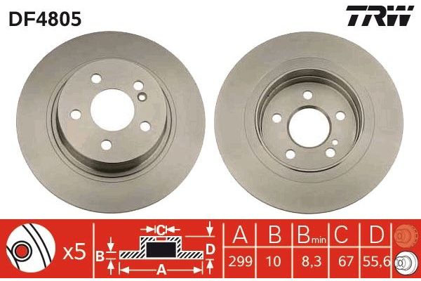 Fren Disk Ayna Arka Sağ ve Sol Mercedes E -Serisi Cabrio (BM 207)(11.2009->)  TRW DF4805