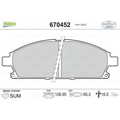 Fren Disk Balata Ön Nissan X-Trail (T30)(06.2001->)  VALEO 670452