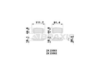 Fren Disk Balata Arka BRAXIS AB0246  425448 MR510544 4605A448 68028 671AA 68020256AA 425391 4253-91 4254-48 V2011271AB 68028671AA 68028 671AA V2011271AA K68028671AA 4605A487 MN102628 425390 4253-90