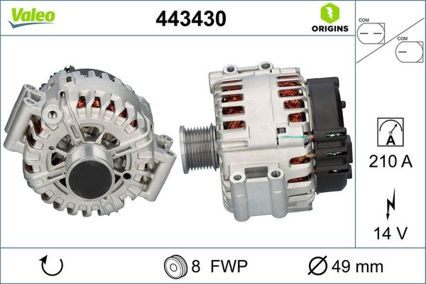 Alternatör  BMW X3 Serisi (F25)(03.2011->)  VALEO 443430