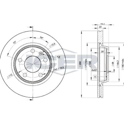 Fren Disk Ayna Ön Sağ ve Sol Audi S8 (D2)(05.1999->)  MGA 50312