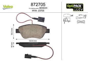 Fren Disk Balata Ön VALEO 872705  71752983 71754802 4254C8 425407 425496 1636412880 4254-96