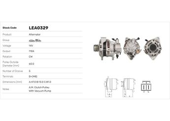 Alternatör  LUCAS ELEKTRIK LEA0329  LEA0329 373004X500 37300-4X500 373004X501 37300-4X501 373004X502 37300-4X502 373004X503 37300-4X503 373004X000 37300-4X000 373004X001 37300-4X001 373004X002 37300-4X002 373004X003 37300-4X003 TA000A56901 TA000A61201