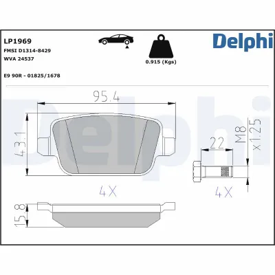 Fren Disk Balata Arka Ford Kuga (CBV)(2008->)  DELPHI LP1969