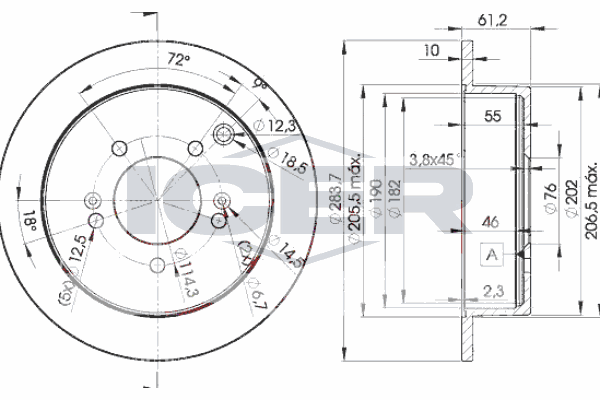 Fren Disk Ayna Arka Sağ ve Sol Hyundai ix35 (EL/LM)(2010->)  KALE BALATA TFD00229
