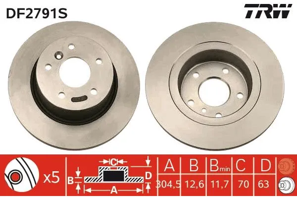 Fren Disk Ayna Arka Sağ ve Sol Land Rover Discovery (06.2002->)  TRW DF2791S