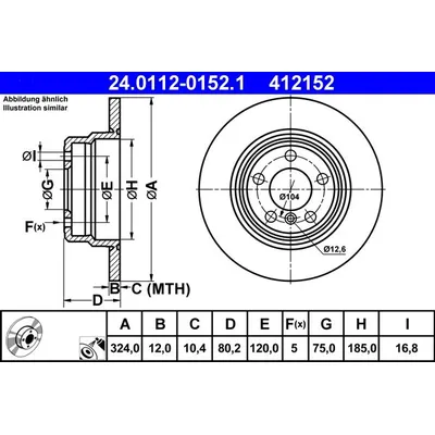 Fren Disk Ayna Arka Sağ ve Sol BMW X5 Serisi (E53)(2000->)  ATE 24 0112-0152 1