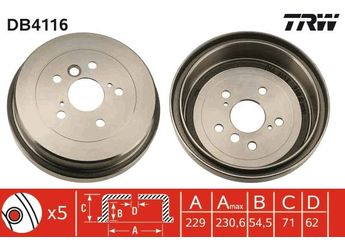 Kampana Arka Sağ veya Sol TRW DB4116  4243106010 4243133020 4243133110 42431-06010 42431-33020 42431-33110