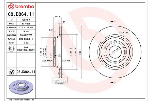 Fren Disk Ayna Arka Sağ ve Sol BREMBO 08.D864.11
