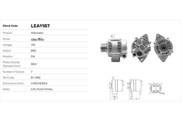 Alternatör  Toyota Land Cruiser (J12)(2003->)  LUCAS ELEKTRIK LEA1187