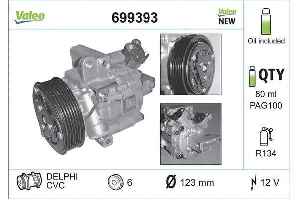 Klima Kompresörü  Toyota Aygo (KGB/WNB)(2005->)  VALEO 699393