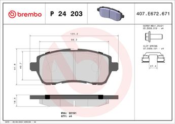 Fren Disk Balata Ön BREMBO P 24 203  1894272 2017679 E4B12001AB G1B52001AA