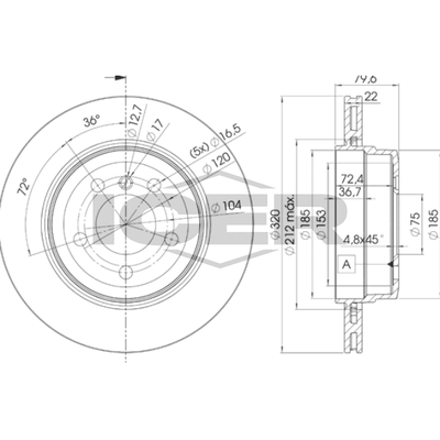 Fren Disk Ayna Arka Sağ ve Sol BMW X3 Serisi (E83)(09.2003->)  AYD 50832