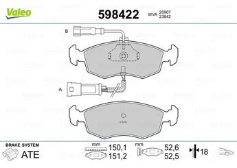 Fren Disk Balata Ön VALEO 598422  9948870 9949125 77362180 71770964 77362205 77363496