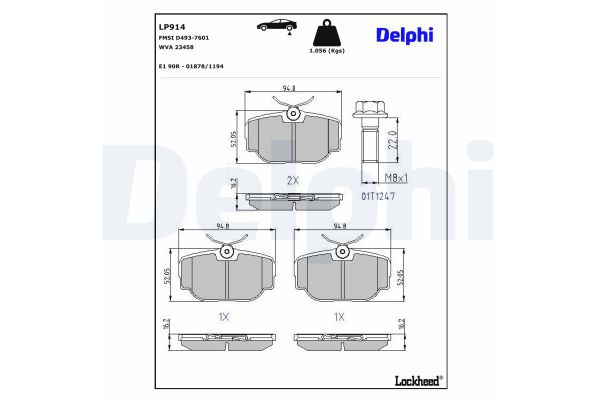 Fren Disk Balata Arka Land Rover Discovery (LT)(01.1999->)  DELPHI LP914