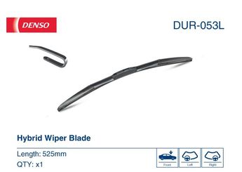 Silecek Süpürgesi Ön Hybrid Tip 525 mm - 21 inç DENSO DUR-053L  92212325 92231677 68082556AA 68103288AA 1608028880 1608877780 642306 92231673 76622SZTA01 76630SZTA01 K68082556AA K68103288AA 8521260190 8250A174 8250A180 8250A254 8250A642 1608028780 1609361480 642305 16 080 288 80 16 088 777 80 6423 06 76622-SZT-A01 76630-SZT-A01 85212-60190 16 080 287 80 16 093 614 80 6423 05