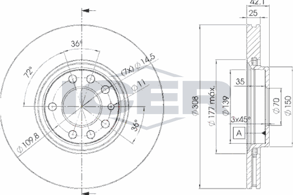 Fren Disk Ayna Ön Sağ ve Sol Saab 9-5 Combi (2001->)  PSA ORJINAL 32025723