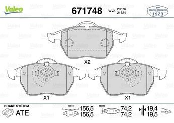 Fren Disk Balata Ön VALEO 671748  1J0698151L 1J0698151M 3A0698151A 8N0698151 3A0698151