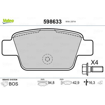 Fren Disk Balata Arka Abarth Stilo (192)(2001->)  VALEO 598633