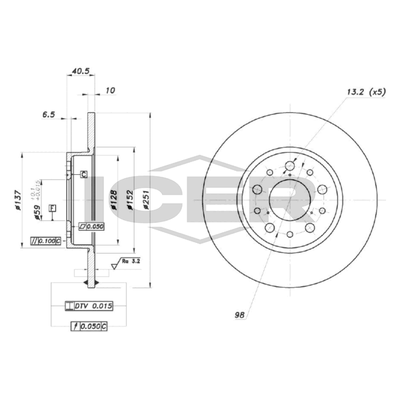 Fren Disk Ayna Arka Sağ ve Sol Fiat Egea (357) HB / CROSS (2016->)  FIAT ORJINAL 51885409