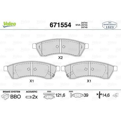 Fren Disk Balata Arka Chevrolet Epica (2006->)  VALEO 671554
