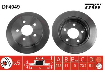 Fren Disk Ayna Arka Sağ ve Sol TRW DF4049  BUICK569107 569110 569107 90542180 5 69 110 9195294