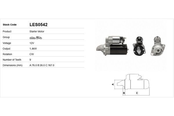 Marş Dinamosu  LUCAS ELEKTRIK LES0542