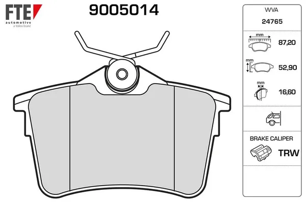 Fren Disk Balata Arka Peugeot Partner Van (05.2008->)  FTE 9005014