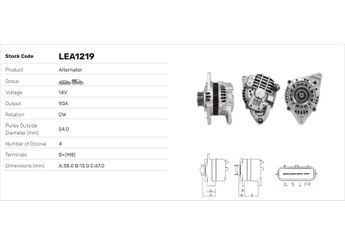 Alternatör  LUCAS ELEKTRIK LEA1219  LEA1219 A002TA5392 A002TB7391 A2TA5392 A2TB7391 MD322925 MD375853