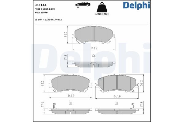 Fren Disk Balata Ön Nissan Qashqai (J11E)(2013->)  DELPHI LP3144