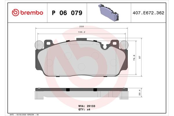 Fren Disk Balata Ön BMW M6 Serisi Coupe (F13M)(2012->)  BREMBO P 06 079