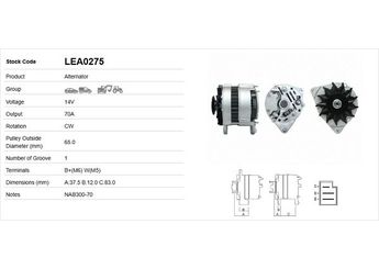 Alternatör  LUCAS ELEKTRIK LEA0275  AH2040C4 23100Q9000 23100-Q9000 1871A154 1871A163 2871A124 2871A128 2871A138 2871A411