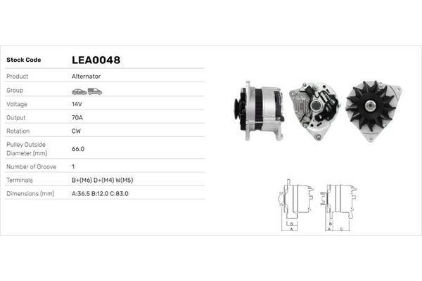 Alternatör  Land Rover Defender (LD)(05.1996->09.2002)  LUCAS ELEKTRIK LEA0048