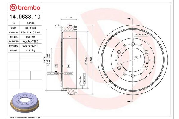 Kampana Arka Sağ veya Sol BREMBO 14.D638.10