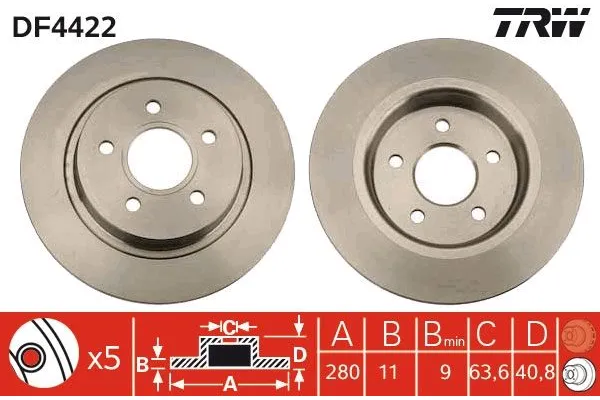Fren Disk Ayna Arka Sağ ve Sol Ford C-MAX (CB3)(2007->2010)  TRW DF4422