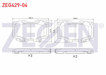 Fren Disk Balata Ön ZEGEN ZEG429-04   4465YZZAL 446560020 449160150 04465-60020 04465-YZZAL 04491-60150 449160160 04491-60160 449160170 04491-60170 449160180 04491-60180