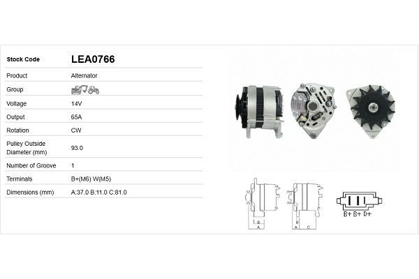 Alternatör  LUCAS ELEKTRIK LEA0766