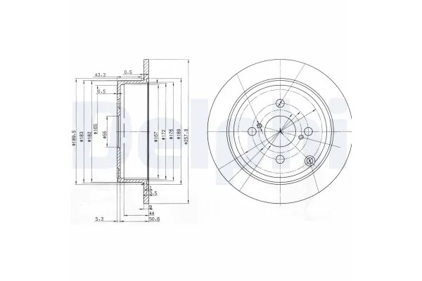 Fren Disk Ayna Arka Sağ ve Sol Toyota Corolla Combi SW (E12)(2002->)  DELPHI BG3889