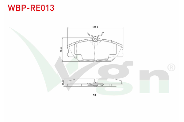 Fren Disk Balata Ön Renault Safrane (B54)(09.1996->)  WGN WBP-RE013