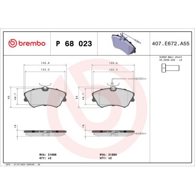 Fren Disk Balata Ön Renault Espace /Grand Espace (JE0)(12.1996->)  BREMBO P 68 023